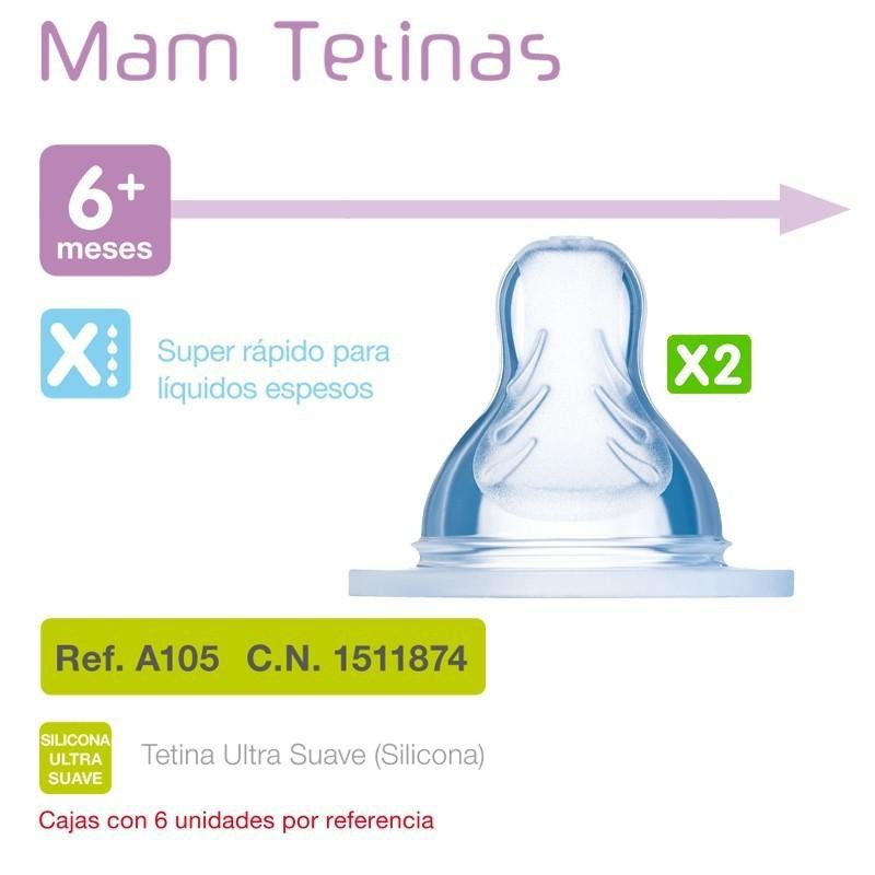 TETINA SILICONA MAM TEAT X FLUJO EXTRA RAPIDO 6+
